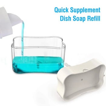 Преносим комплект дозатори за препарати за кухненски съдове Кутия за сапун с държач за гъба Ръчна преса Инструменти за дозиране на течности