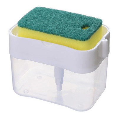 Set dozator de detergent portabil pentru cutie de sapun pentru vase de bucatarie cu suport pentru burete Instrumente de distribuire a lichidului de presare manuala