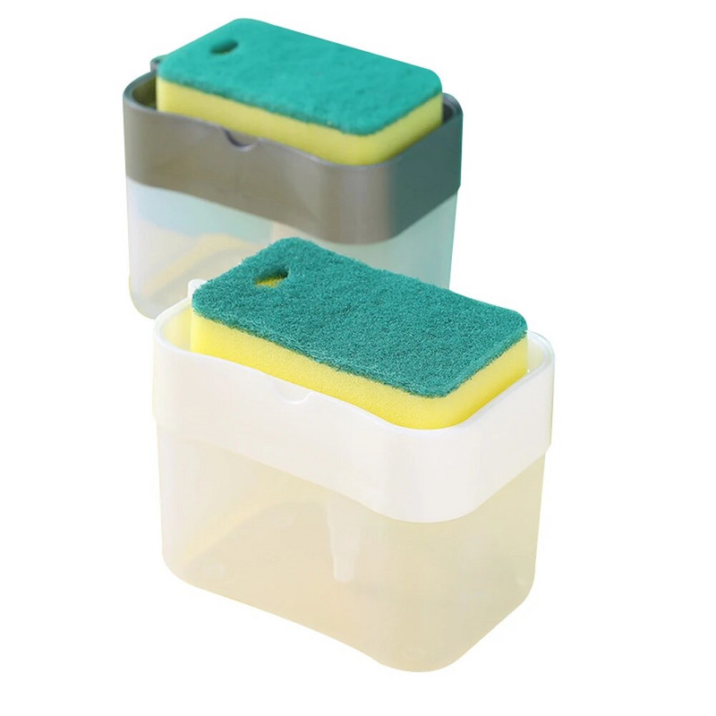 Set dozator de detergent portabil pentru cutie de sapun pentru vase de bucatarie cu suport pentru burete Instrumente de distribuire a lichidului de presare manuala