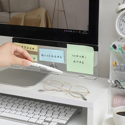 1pcs Creative Acrylic Monitor Message Memo Board For Sticky Note Transparent Name Card Phone Holder Desktop Plastic Stationery