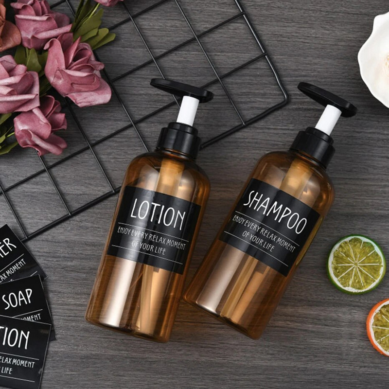 3db fürdőszobai sampon szappanadagoló palack, nagy kapacitású 300/500 ml-es prés típusú lotion üres palack