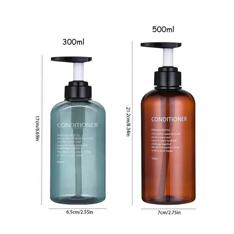3db fürdőszobai sampon szappanadagoló palack, nagy kapacitású 300/500 ml-es prés típusú lotion üres palack