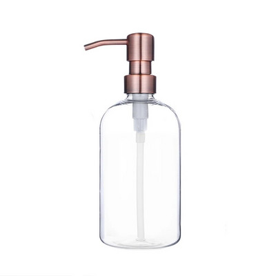 Dozator de săpun Apothecary Sticla de duș de baie elegantă Pompă din oțel inoxidabil Sticlă de plastic pentru șampon Balsam Gel de spălat corporal