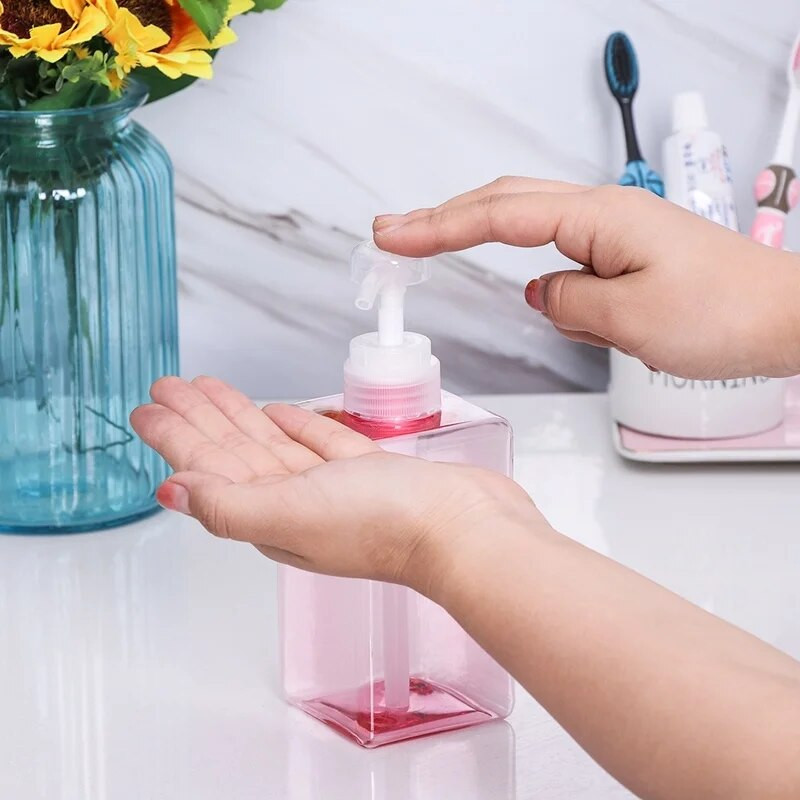 250 ml / 450 ml habos kézmosó prés palack Utazó műanyag átlátszó üres folyékony tusfürdő hab szivattyúfejű spray palack