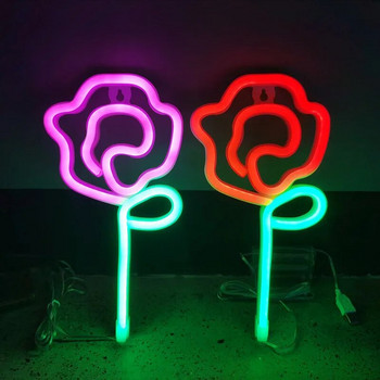 LED Rose Νέον Φως Λαμπερό Φεστιβάλ Διακόσμηση Επιτραπέζιου Ατμόσφαιρα Λάμπα νέον KTV Μπαρ Διακόσμηση πάρτι σπιτιού Δώρο για ενήλικες