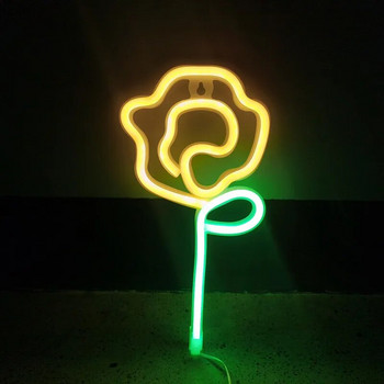 LED Rose Νέον Φως Λαμπερό Φεστιβάλ Διακόσμηση Επιτραπέζιου Ατμόσφαιρα Λάμπα νέον KTV Μπαρ Διακόσμηση πάρτι σπιτιού Δώρο για ενήλικες