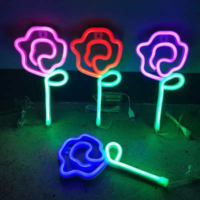 Lumină de neon cu trandafir LED, decorație strălucitoare de festival, atmosferă de birou, lampă cu neon, bar KTV, decor pentru petreceri, cadou pentru copii pentru adulți