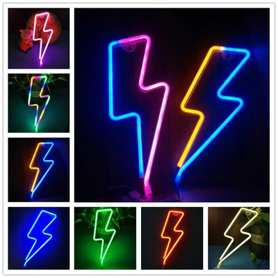 Semn LED Neon în formă de fulger Lampă de perete cu lumină neon Lumină decorativă suspendată USB pentru petrecerea de nuntă în cameră