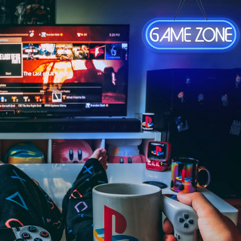 Πινακίδα Νέον Ζώνης Παιχνιδιού Μεγάλα φώτα νέον LED Gamer για δωμάτιο παιχνιδιών Διακόσμηση τοίχου κρεβατοκάμαρας USB Φωτιστικό νέον με διακόπτη Παιδικό δωμάτιο