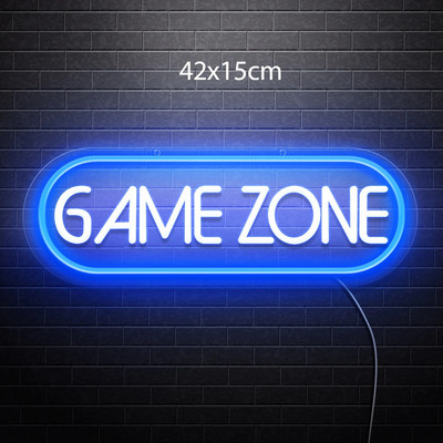 Žaidimų zonos neoninė šviesa, didelė LED žaidimų neoninė lemputė, skirta žaidimų kambariui, miegamojo sienų dekoras, USB maitinamas neoninis apšvietimas su jungikliu, vaikų kambarys