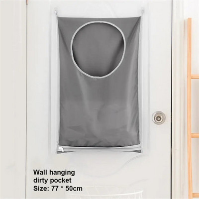 1db összecsukható szennyes kosár falra akasztható hálós mosodai táska piszkos ruhák tároló táskák otthoni fürdőszoba vízálló kosár keret vödör