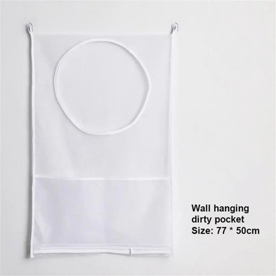 1db összecsukható szennyes kosár falra akasztható hálós mosodai táska piszkos ruhák tároló táskák otthoni fürdőszoba vízálló kosár keret vödör