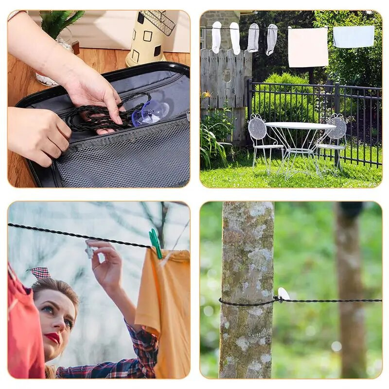 Lauko drabužių virvė Lengvi siurbtukai Drabužiai Skalbiniai Vidiniai Elastinis Virvelė Įtraukiamas Stovyklavietė Kelionės Skalbinių Džiovinimo Virvė