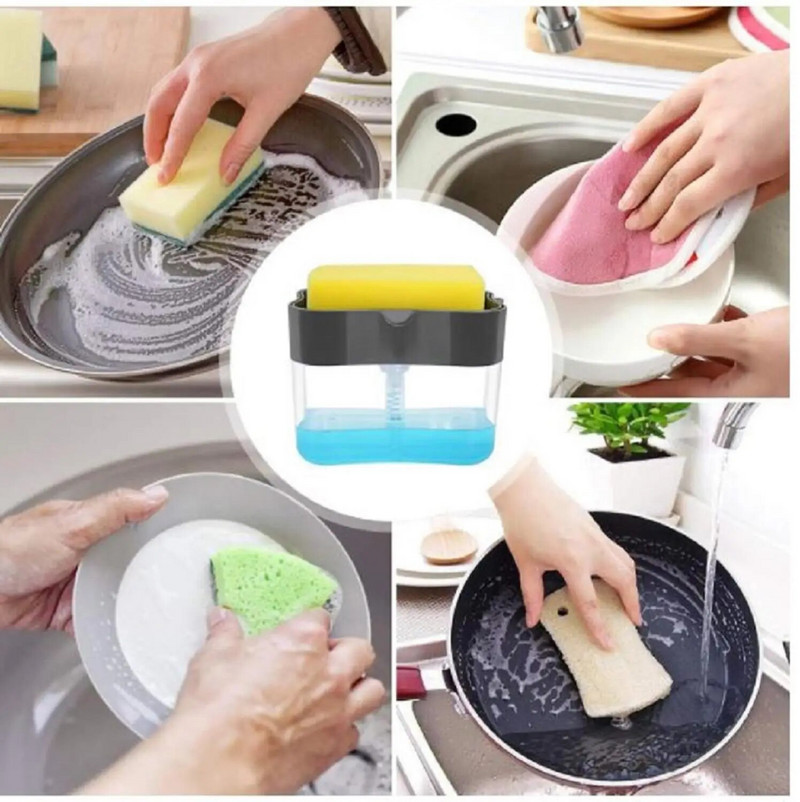 dozatoare de săpun lichid Dozator de detergent lichid pentru spălare Cutie de săpun lichid de tip presă Organizator cu pompă Dozator de săpun de bucătărie Burete