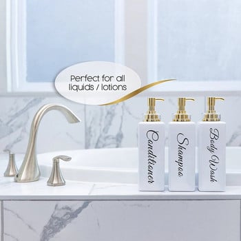 Шампоан за многократна употреба Дозатор за измиване на тяло за баня в хотел Дозатор за сапун Празни пресови бутилки със златна помпа