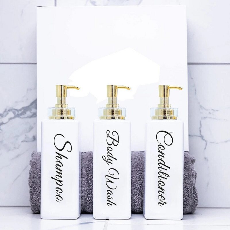 Επαναχρησιμοποιήσιμο Σαμπουάν Conditioner Body Wash Dispenser for Hotel Bathroom Shower Dispenser Άδεια μπουκάλια πρέσας με χρυσή αντλία