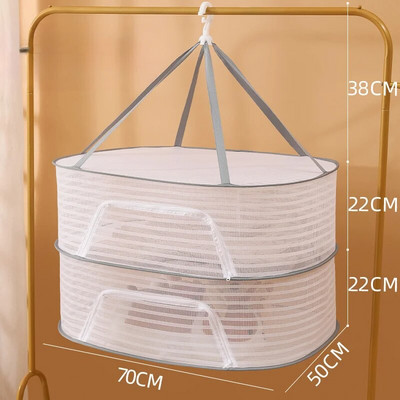 1-3 rétegű összecsukható halháló, nem mérgező poliészter háló, 1 db függő szárítóháló, gyümölcs és zöldség fűszernövényekhez alkalmas, cipzárral