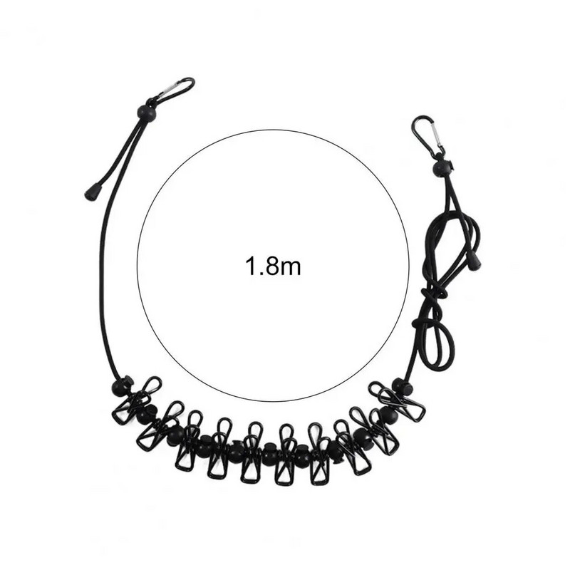 Drabužių džiovinimo kabyklos virvė Ištraukiama nešiojama rūbų virvė laikymo drabužių linija su 12 spaustukų, skirta skalbinių džiovinimo linijai stovyklauti