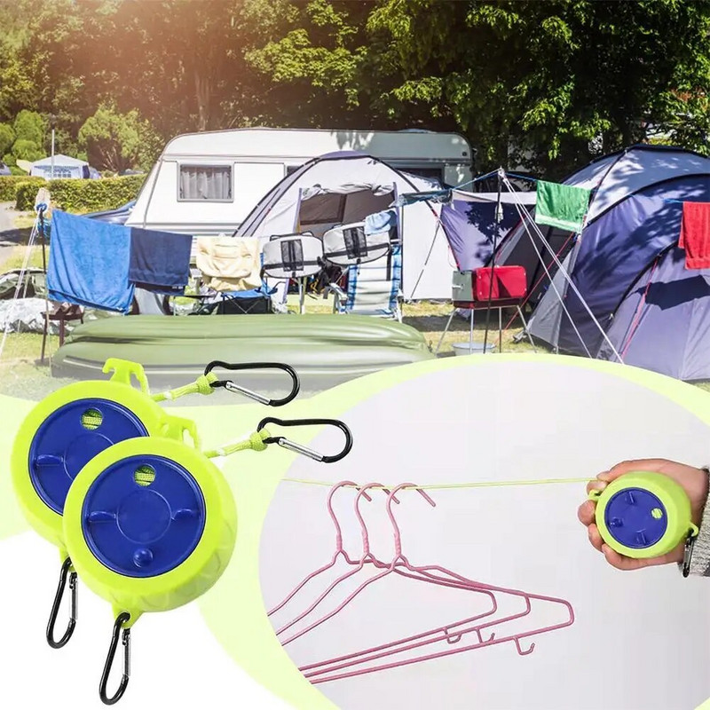Ištraukiama skalbimo linija, plastikinė skalbimo linija tiekiama viduje, lauko drabužių juosta, nešiojama furnitūra Camping Airer Fix skalbykla