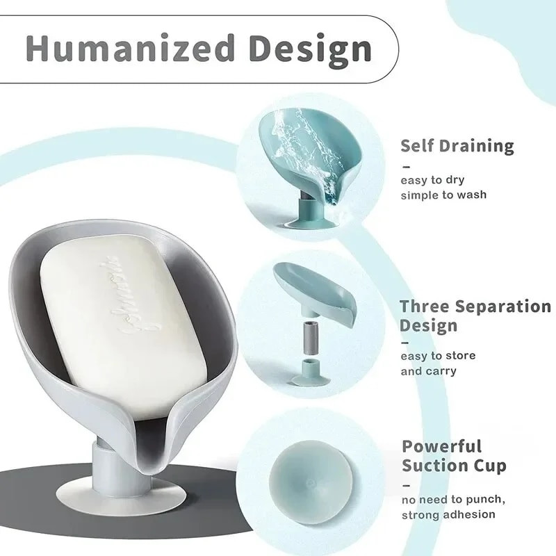 1kom odvodni držač za sapun Kutija za sapun u obliku lista Vakumska čašica Ladica Stalak za sušenje za tuš Posuda za spužvu Kuhinjski kupaonski pribor