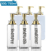 Dozator de săpun de baie Flacon reîncărcat șampon Gel de duș Dispenser de loțiune Sticla goală de presare Etichetă impermeabilă 500/750ml