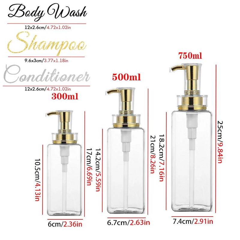 Boca sapuna za kupaonicu Punjivi šampon za gel za tuširanje Dozator za losion Prazna prešana boca Vodootporna naljepnica 500/750 ml