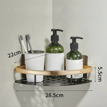 Рафт за баня Поставка за шампоан от алуминиева сплав Органайзер за съхранение на грим Рафт за душ Аксесоари за баня Ъглов рафт за стена без пробиване