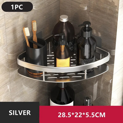 Vannitoa riiul alumiiniumsulamist šampoon, meigihoidja, duširiiul Vannitoa tarvikud puurita seina nurgariiul