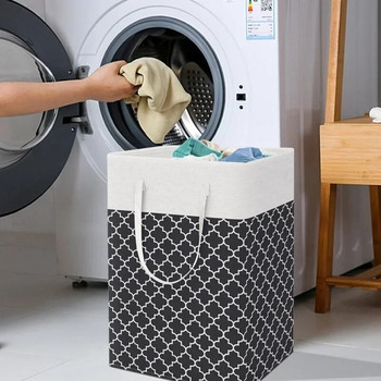 Голям кош за пране с дръжки, сгъваема водоустойчива кошница за дрехи и контейнер за съхранение Кош за пране Чанта за дрехи Спалня (75L/82L)
