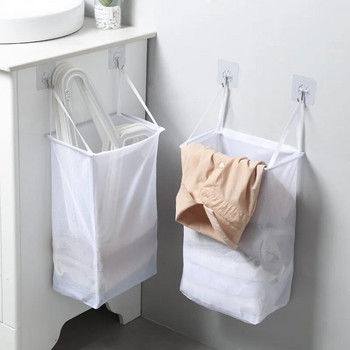 Сгъваема кошница за пране за мръсни дрехи Органайзер Детска кошница за съхранение на играчки Висяща на стена Голяма вместимост Кофа за рамка за дрехи за баня