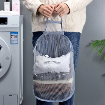 Сгъваема кошница за пране за мръсни дрехи Органайзер Детска кошница за съхранение на играчки Висяща на стена Голяма вместимост Кофа за рамка за дрехи за баня
