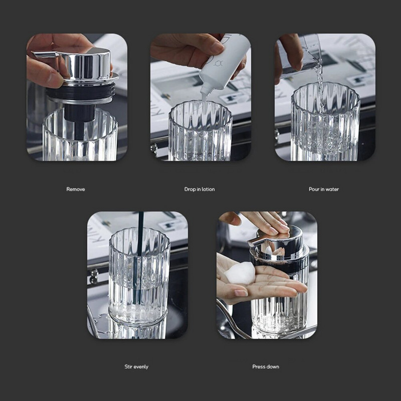 Διαφανές γυάλινο μπουκάλι λοσιόν Αφριστικό μπουκάλι διανομής σαπουνιού για σαμπουάν μπάνιου Conditioner Body Wash Μπουκάλι πλήρωσης μπάνιου