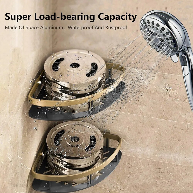 Luksuzne kupaonske police bez bušenja Nehrđajuće aluminijske zidne police za tuširanje Šampon Držač ručnika Dodaci za kupaonski organizator