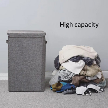 67L голям капацитет на кошница за пране Кошница за мръсни дрехи Кофа Памук Сгъваема квадратна Кошница против прах за съхранение на мръсни дрехи