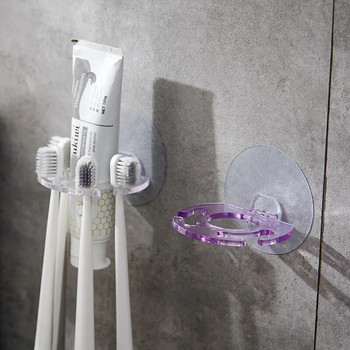 Самозалепващ се стенен диспенсер за паста за зъби Държач за четка за зъби Съхранение Изстисквачка Държач за самобръсначка Рафтове за баня
