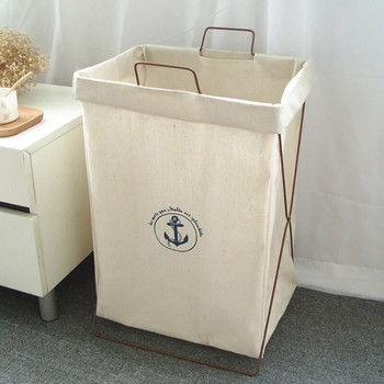 28L сгъваема кошница за пране с капак Водоустойчива кошница за пране от памучно бельо За мръсни дрехи Органайзер за пералня в банята