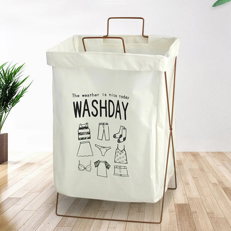28L Sulankstomas skalbinių krepšelis su dangteliu Neperšlampamas medvilninis lininis skalbimo užvalkalas nešvariems drabužiams Vonios kambarys Skalbimo kambarys