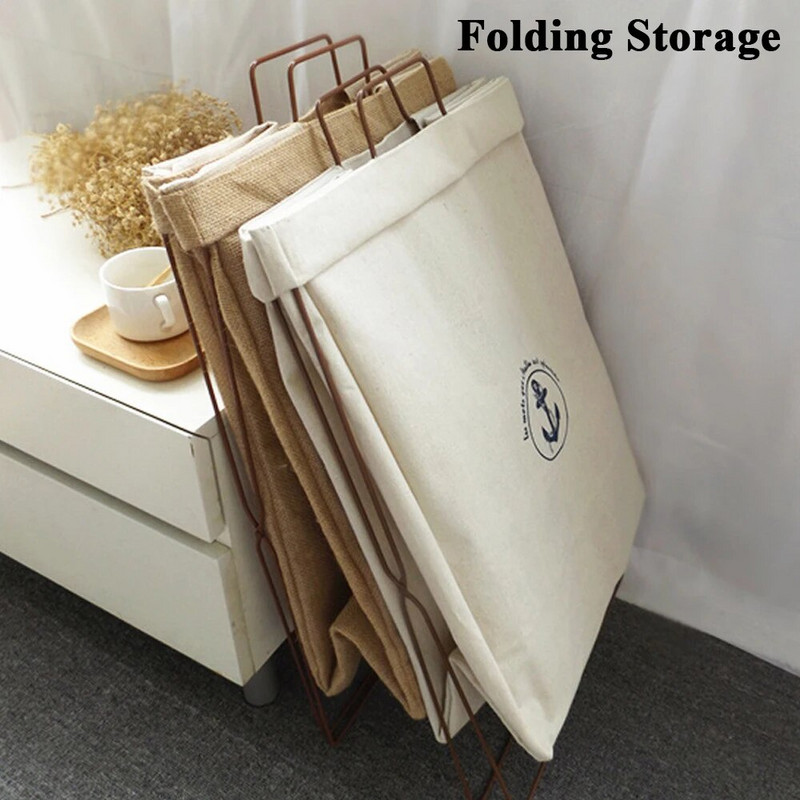 28L Sulankstomas skalbinių krepšelis su dangteliu Neperšlampamas medvilninis lininis skalbimo užvalkalas nešvariems drabužiams Vonios kambarys Skalbimo kambarys