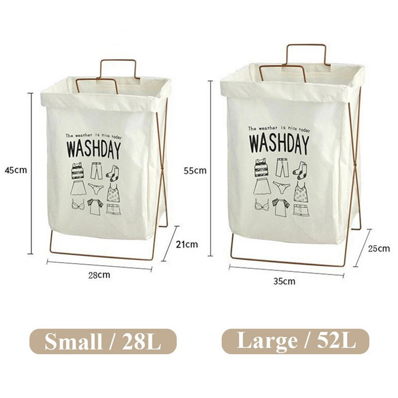 28L Sulankstomas skalbinių krepšelis su dangteliu Neperšlampamas medvilninis lininis skalbimo užvalkalas nešvariems drabužiams Vonios kambarys Skalbimo kambarys