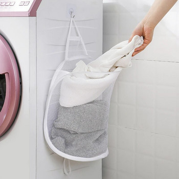 Сгъваема висяща кошница за пране Монтирана на стена мрежеста чанта за съхранение Преносима мрежеста кошница за мръсни дрехи Органайзер за гардероб Кошница за пране