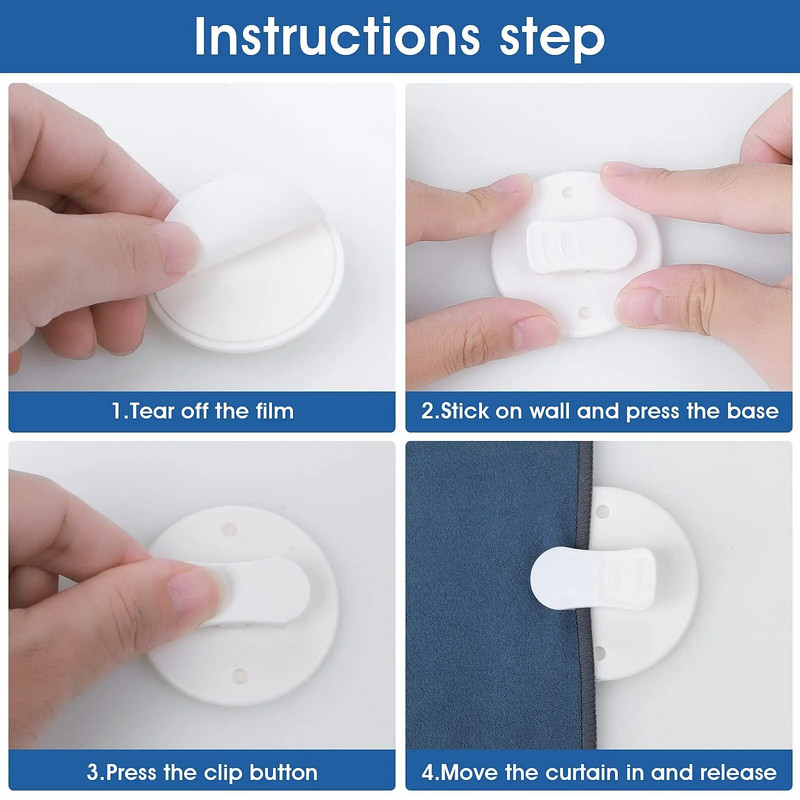 4/2 vnt. Dušo užuolaidų segtukai Lipnios užuolaidos dušo vėjui atsparios purslų apsaugos vielos laikiklis dušo pakabinimui kemperio vonios kambariui