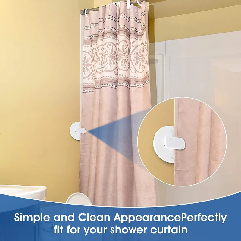 4/2 vnt. Dušo užuolaidų segtukai Lipnios užuolaidos dušo vėjui atsparios purslų apsaugos vielos laikiklis dušo pakabinimui kemperio vonios kambariui