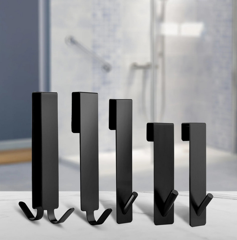 Nerūdijančio plieno virš stiklinių durų dušo durelių galinės dušo rankšluosčių kabyklos S formos vonios kambario chalato pakabos laikiklio kabliukai