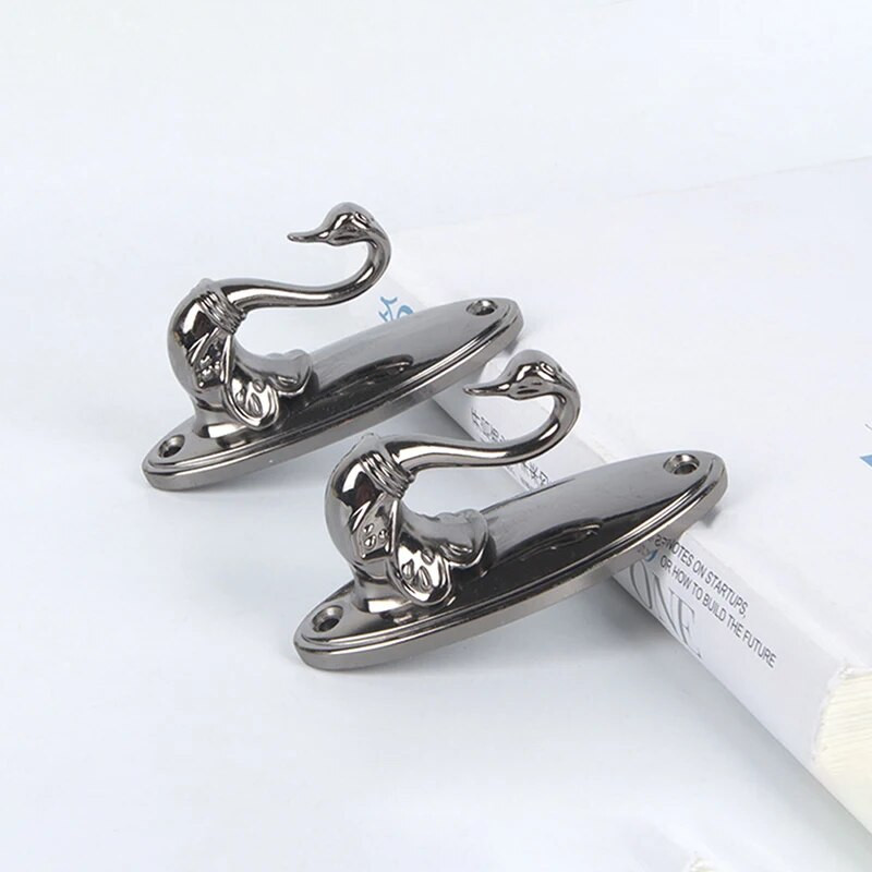 2 vnt Metalinis gulbės užuolaidų kabliukas, skirtas durų sienai kaklaraištis atgal Pakabinimo kabliukai Pakaba Cinko lydinio Vintage organizatoriaus laikiklio priedai