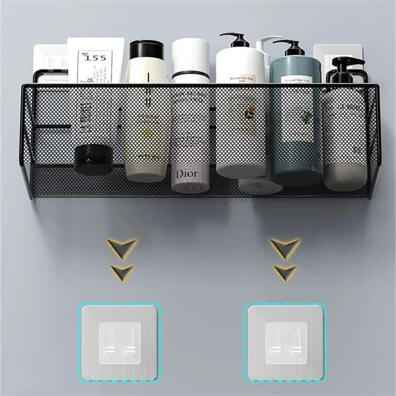 Falra szerelhető fürdőszobai polc zuhany sampon állvány WC-kiegészítők konyhai ütésmentes ételízesítő tároló kosár fürdőszobaszervező