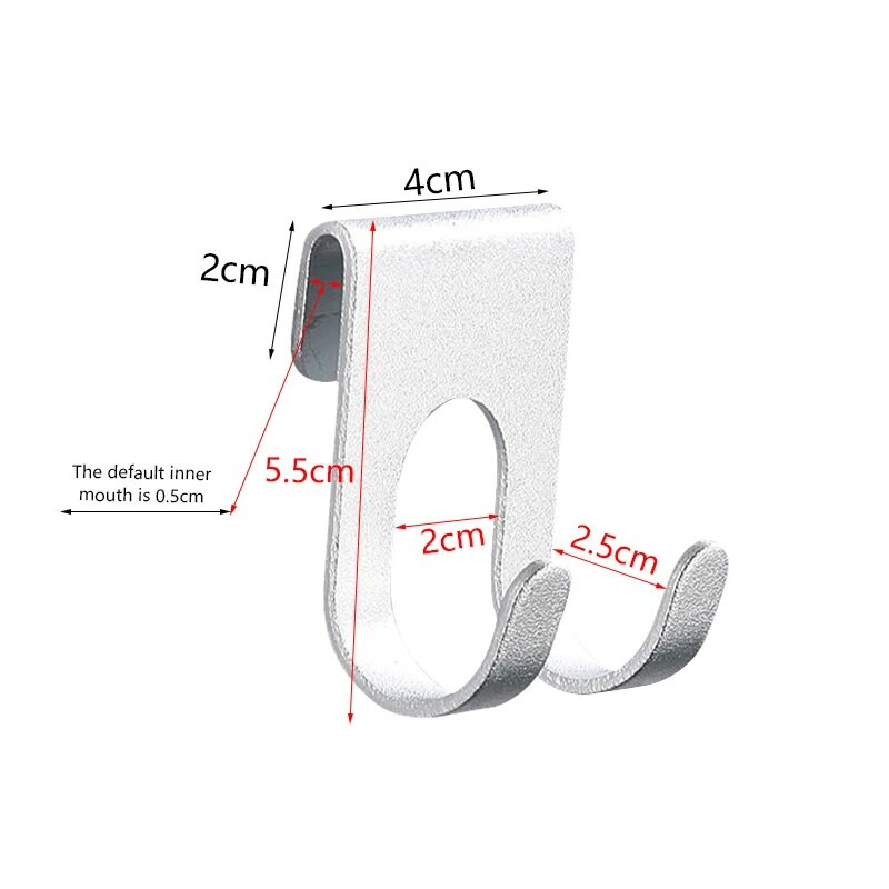 1vnt Aliuminio kabliukas Dušo stiklinių durų kabliukas be skylės rankšluosčių kabyklos raktų laikiklio kištukas skustuvo laikiklio stovo kabliukas