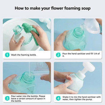 Κουζίνα Πλαστικά επαναγεμιζόμενα δοχεία Flower Soap Dispenser Pump Bottle For Cosmetic Facial Cleanser Shampoo Shower 300Ml