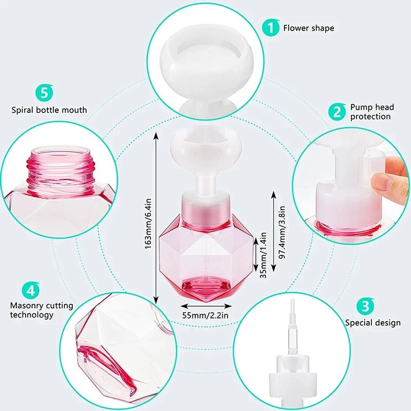 Kuhinjske plastične posude koje se mogu ponovno puniti Dozator sapuna za cvijeće Boca s pumpicom za pjenu Za kozmetičko sredstvo za čišćenje lica Šampon za tuširanje 300 ml