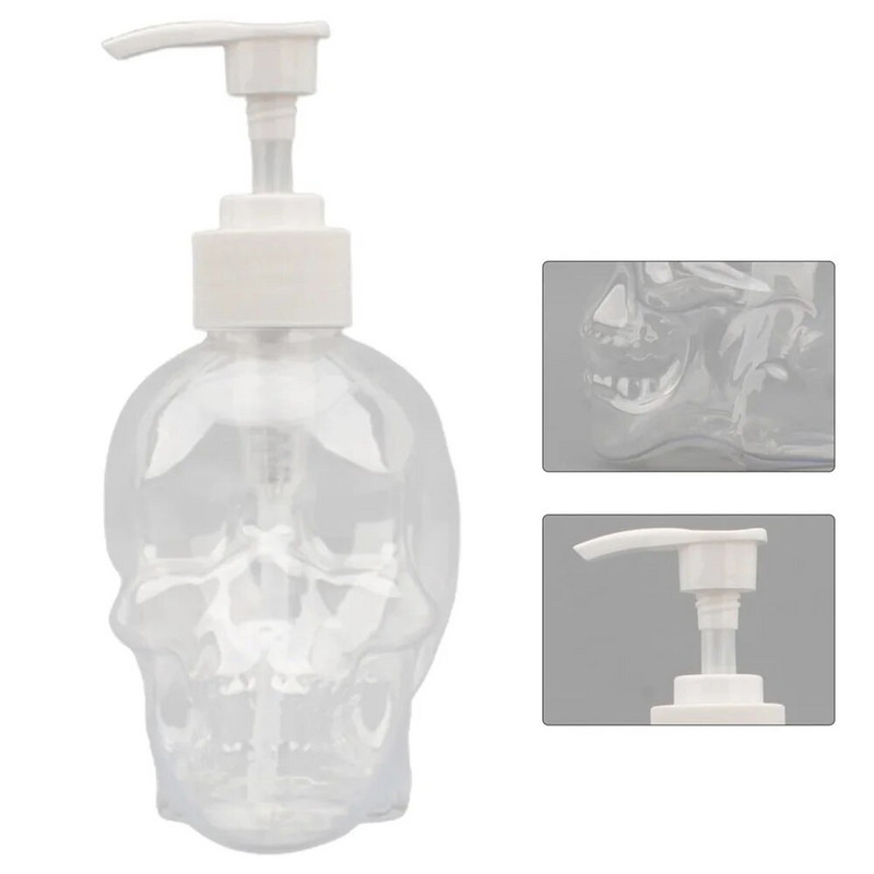 350 ml Creative Skull Shape folyékony szappan tölthető palackos szappanadagoló kézi szappan tusfürdő sampon átlátszó üres palack