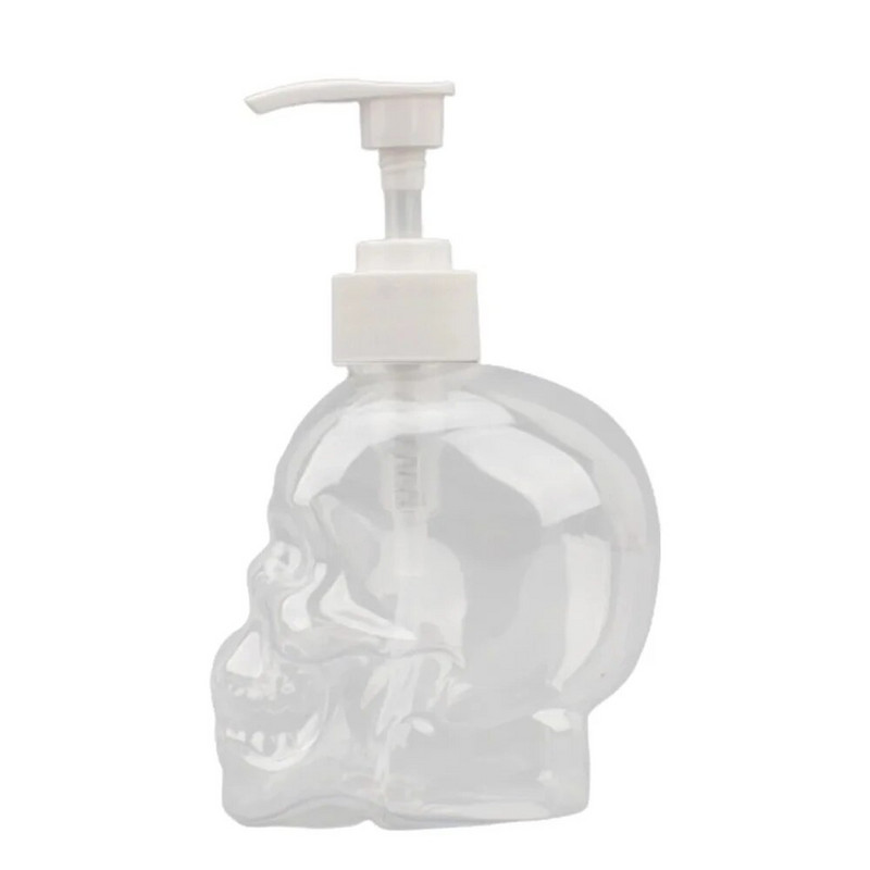 350 ml Creative Skull Shape folyékony szappan tölthető palackos szappanadagoló kézi szappan tusfürdő sampon átlátszó üres palack